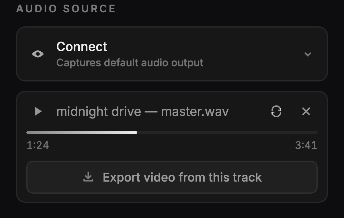 An imported track loaded in Form Vision, with the Export video from this track button